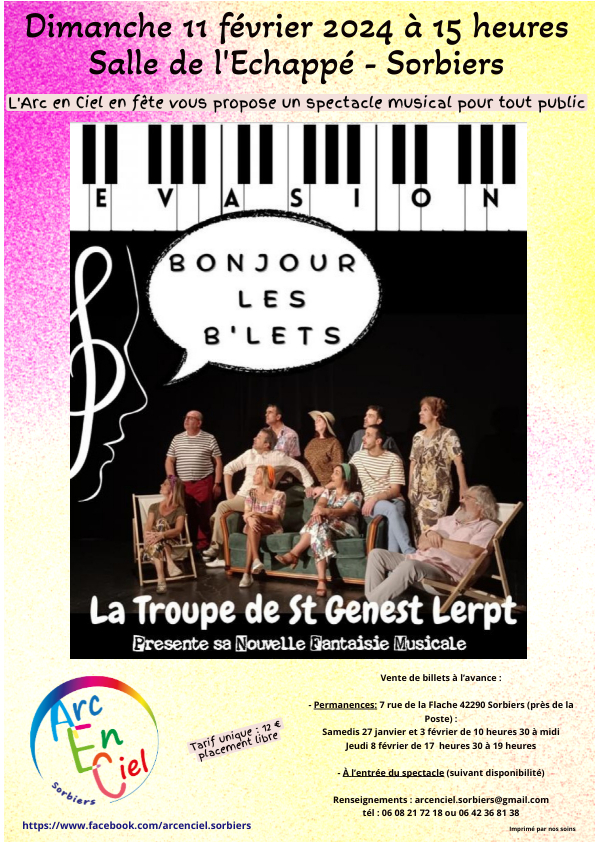 Bonjour les B’lets – Spectacle Musical – 11 février 2024